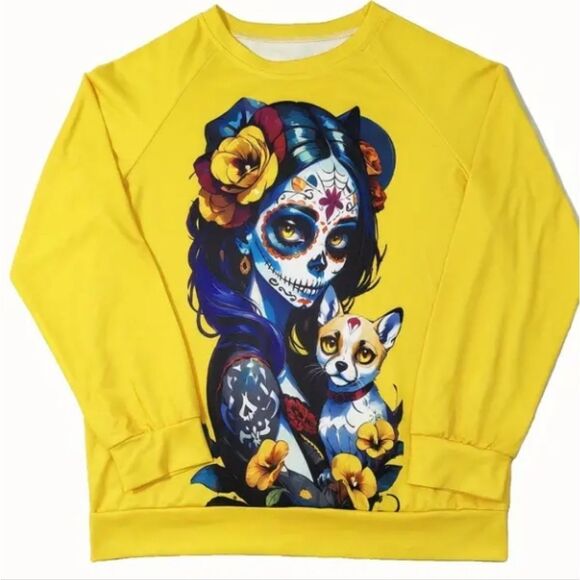 Colorful skull printed sweatshirt sz X-Large - Picture 1 of 5